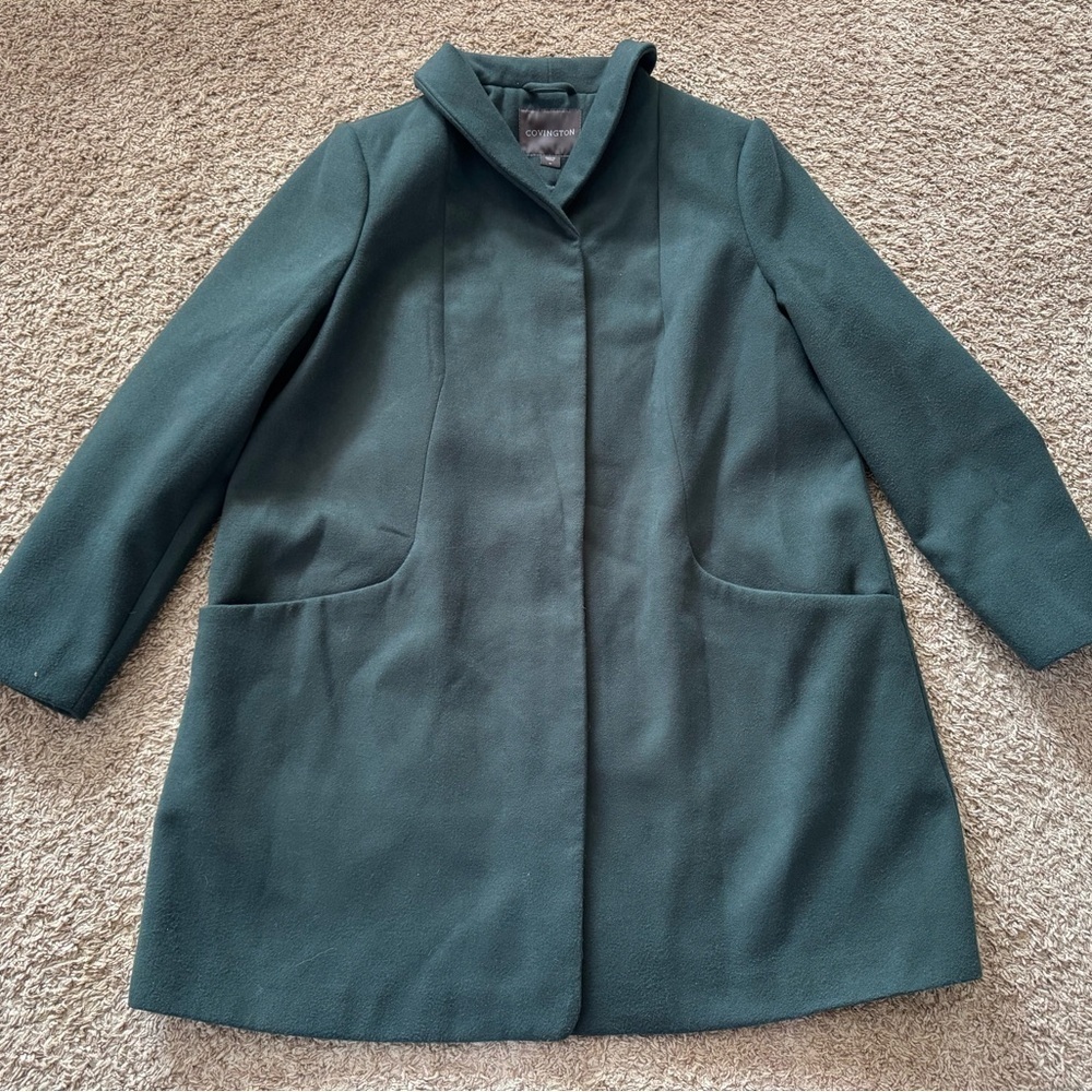Women’s Covington Hunter Green Mid Length Zip Up Coat Size 1X